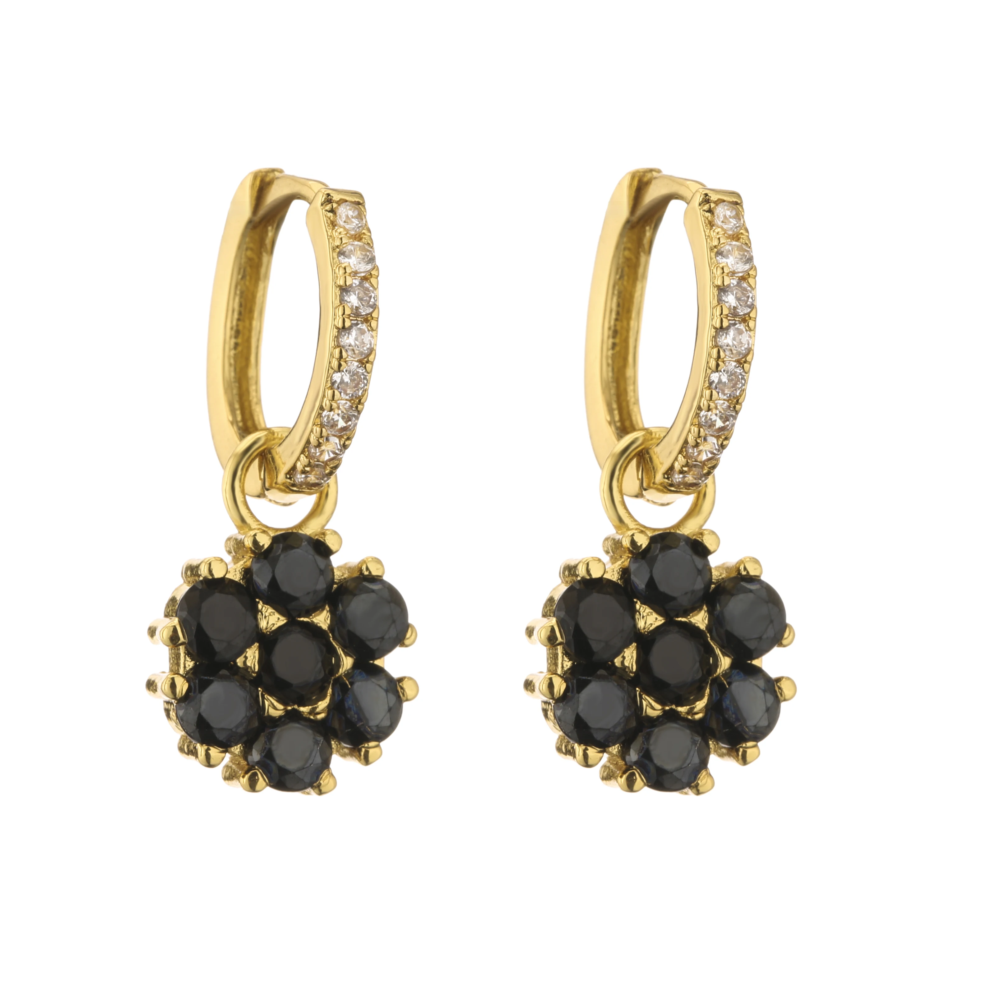 HECHENG,Flower Geometric brass Golden Color Metal Circle Hoop Earring for Women Travel Jewelry Accessories