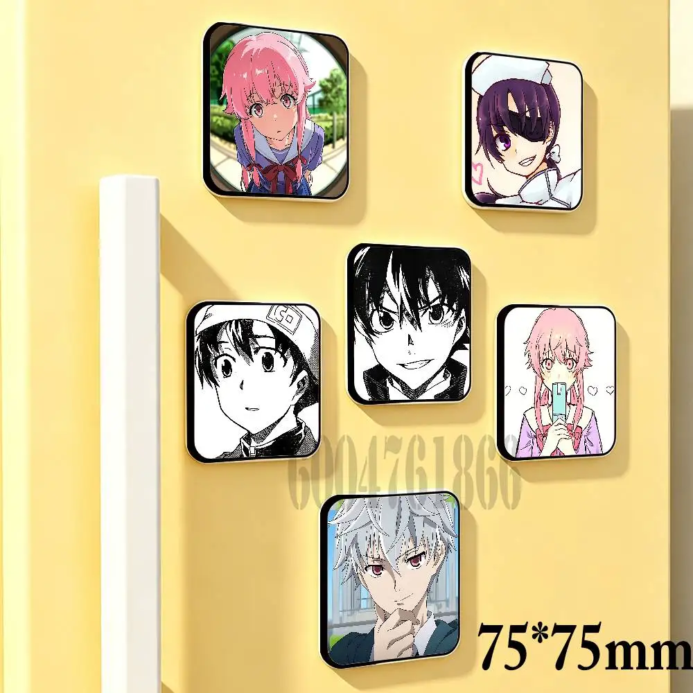 M-Mirai Nikki 75mm Square Cute Fridge Magnet Refrigerator Magnet Apartment Decor Gift For Friends Collection