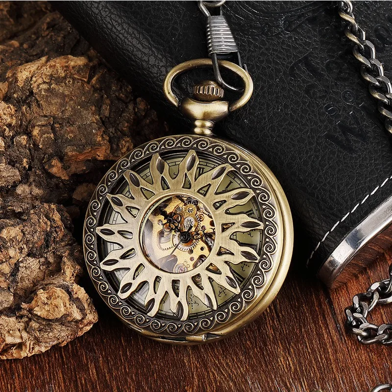 Classic carved Roman hollow automatic mechanical pocket watch flip vintage men's and women's antique gift watches