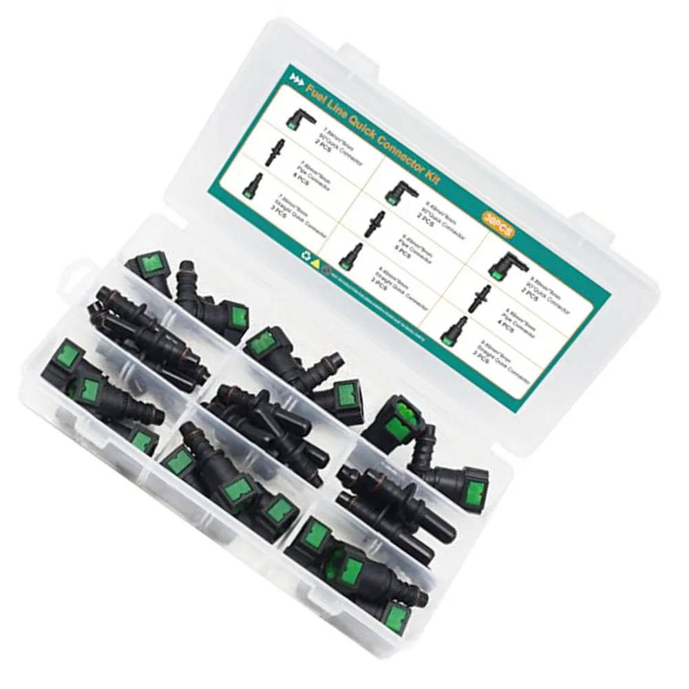 30pCS Fuel Line Quick Connector Set PA12 Nylon Hose Fittings For 8mm ID Tube Automotive Marine Air Water Oil Repair Kit Tool