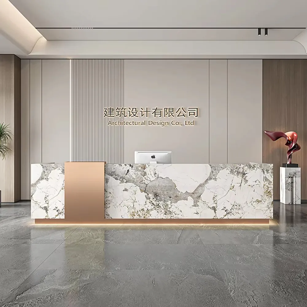 

Fashion Elegant Bar Counter Cabinet Modern Luxury Simple Delicacy Reception Desks Elegant Unique Mostrador Commercial Furniture