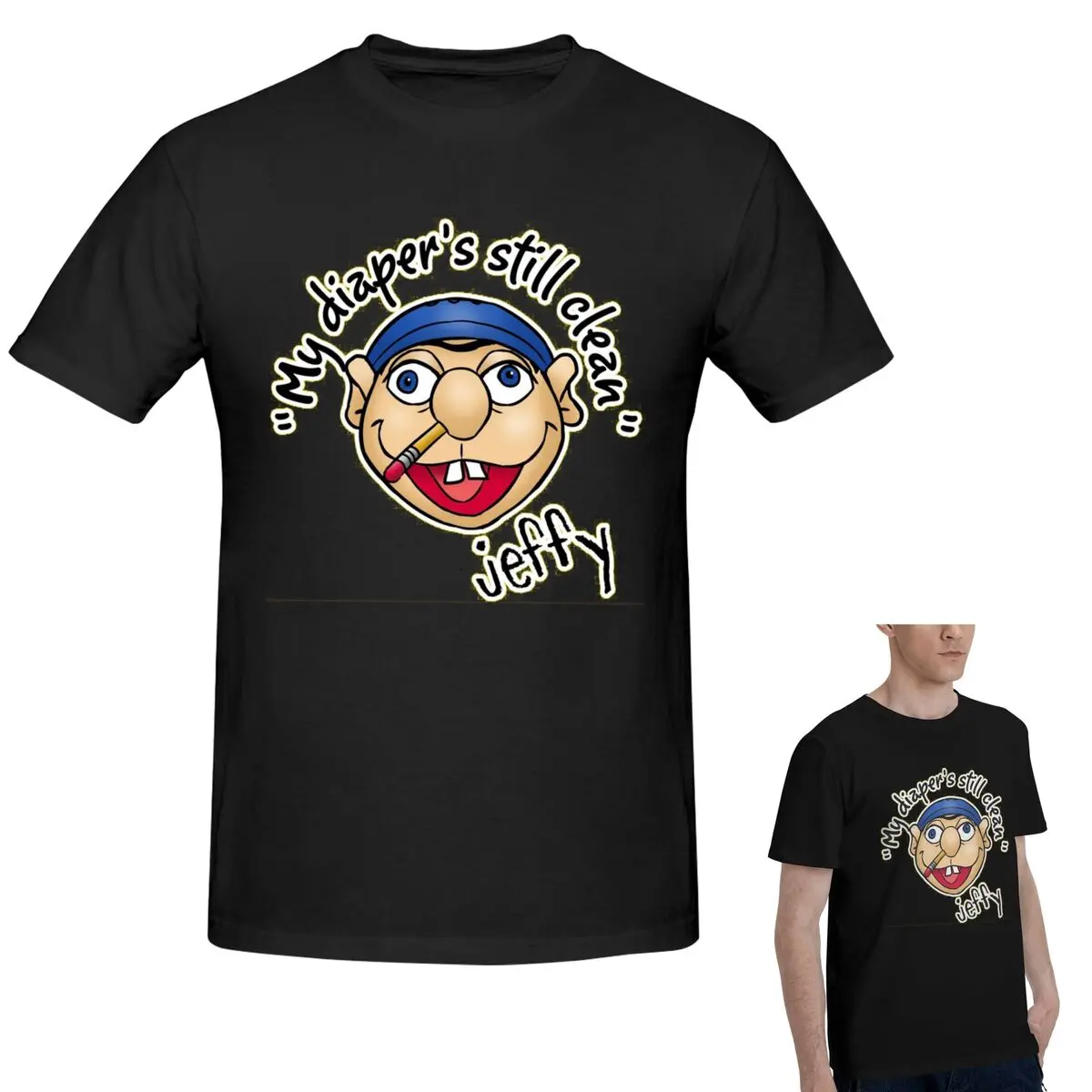 

Футболка SML из 100% хлопка Jeffy My Diaper's Still Clean, мужская модная футболка большого размера, мужские летние рубашки с круглым вырезом, топы S-6XL