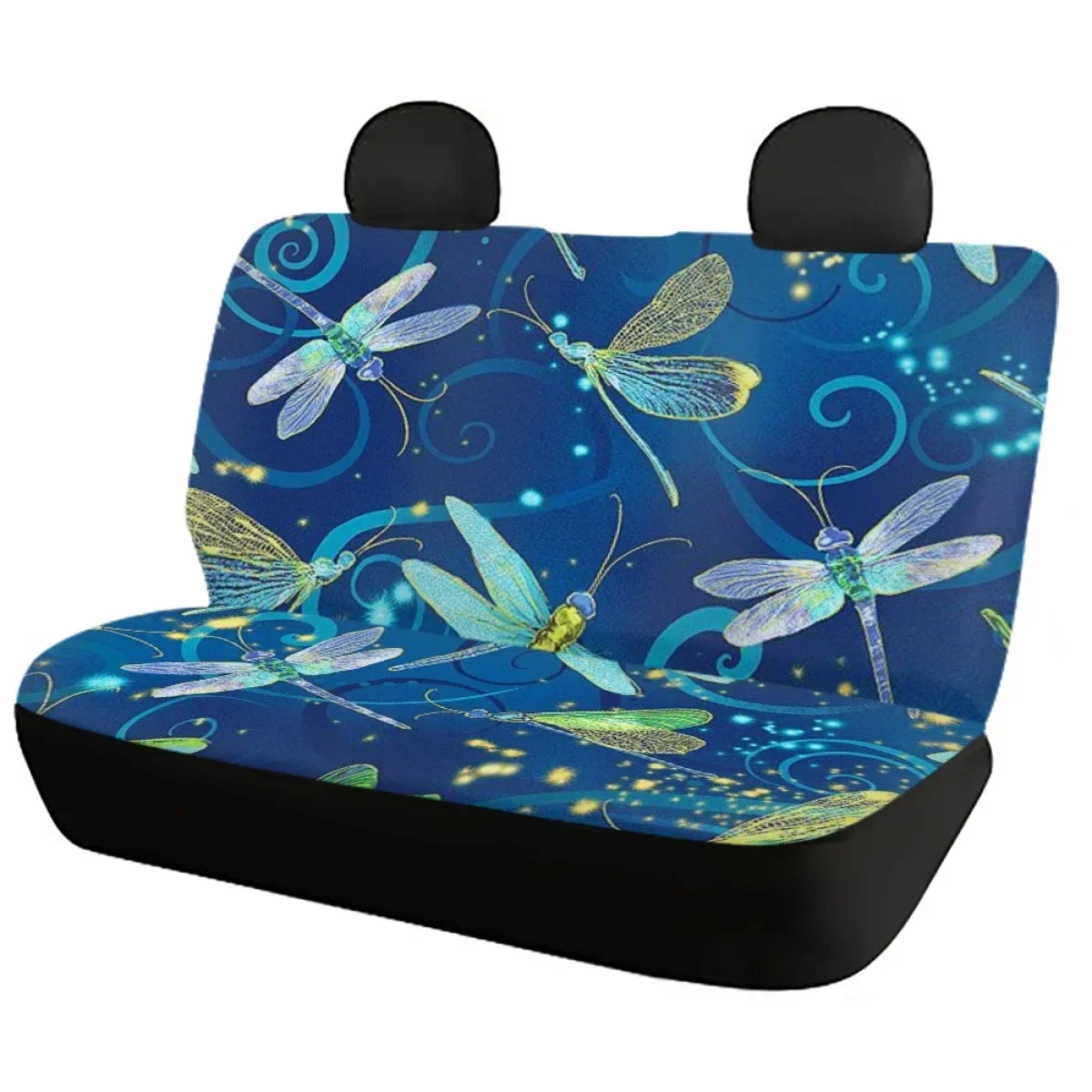 Luxury Brand Golden Dragonfly Design Full Seat Car Sear Cover Women‘s Front&Rear Automobile Seat Protector Auto Intorior Decor