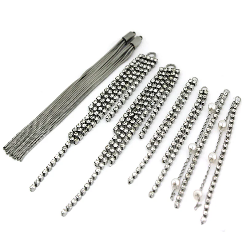 2 Stück Edelstahlketten Quaste Charms Ohrringe Halskette Anhänger DIY Quaste Anhänger für Schmuckherstellung Zubehör