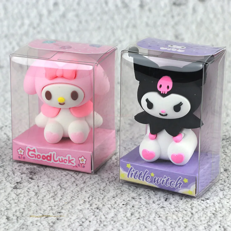 Imagem -05 - Sanrio Hello Kitty Pencil Sharpener Kuromi Melody Eraser Criativo dos Desenhos Animados Papelaria Kawaii Fornecimento Escolar Bonito Estudantes Pcs 16 Pcs