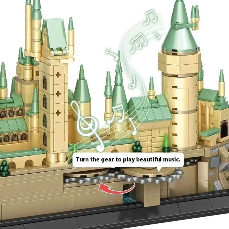 1988 pièces MOC château magique Architecture médiévale blocs de construction ensemble modèle modulaire créatif avec musique Puzzle jouets cadeau de noël