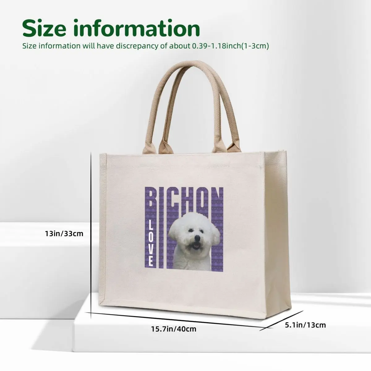 Bichon (love) Frise design Tote Bag foldable reusable bag canvas shopping bag sacs de shopping female