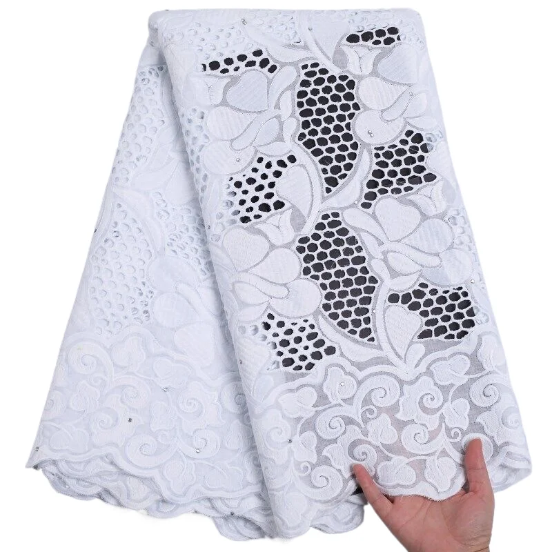 الجملة القطن النيجيري أقمشة الدانتيل جودة عالية 5 ياردة الأفريقي السويسري الفوال أقمشة الدانتيل 2025 فستان الزفاف للنساء A4408