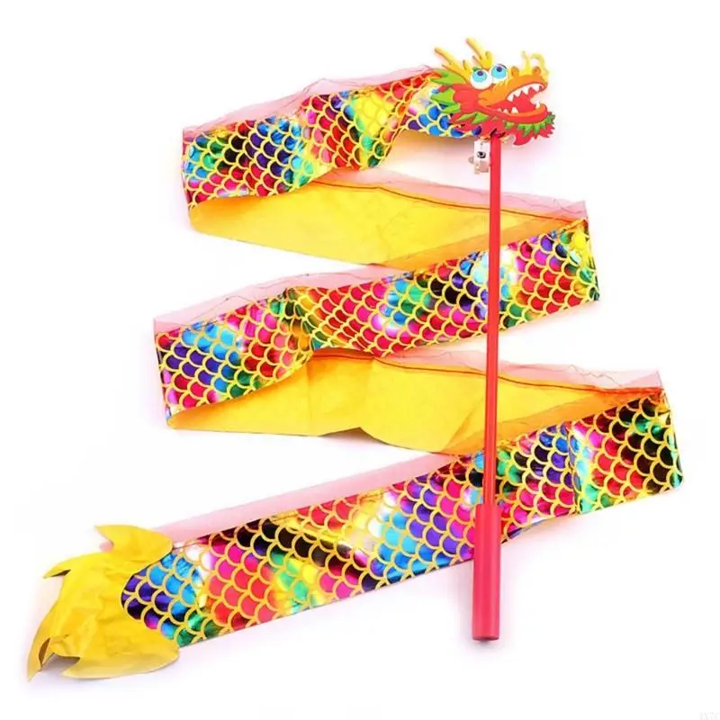 4X7C Handheld Toy Kids Dragon Dance Best Wishes Chinese New Year Festive Props Ribbon Battery Powered Toy