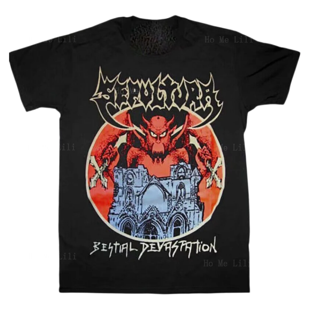 Camisetas estampadas Vintage, camisa de música de banda, Sepultura Bestial devaststation 2023