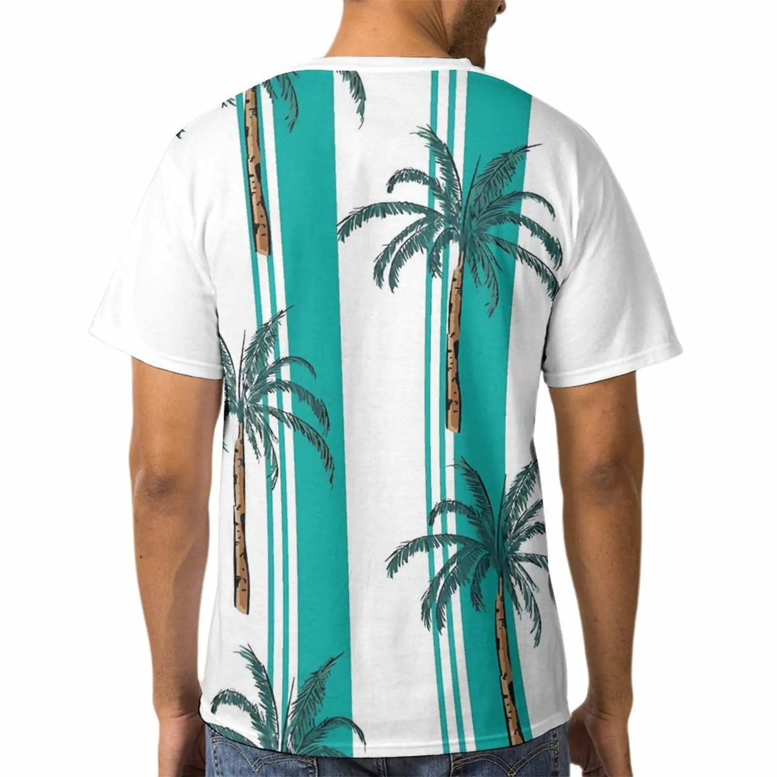 Hawaiian Palm Trees T Shirt For Men Summer Beach Vacation 3d Print T Shirts Short Sleeve Tops Cool Street Button Lapel Blouse