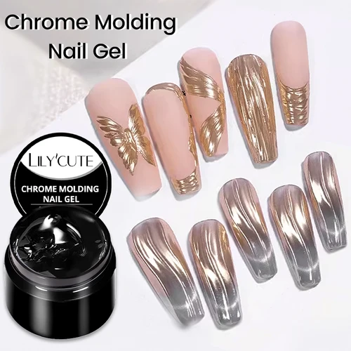 Imagen 2 del producto LILYCUTE 7ml Gel de modelado semisólido esmalte de uñas pintura de Metal 3D arte de uñas tallado pegamento de diamantes de imitación remojo UV LED sin Gel de limpieza
