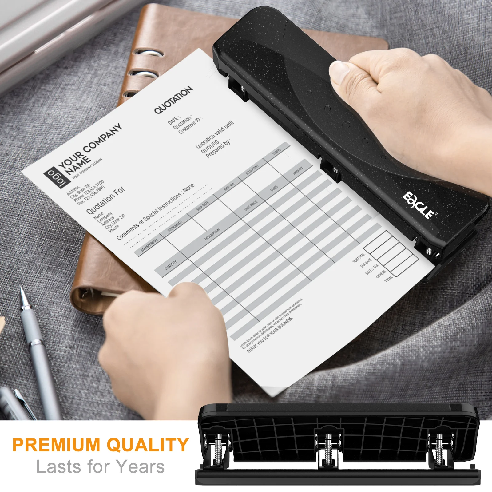 Eagle Force Saving 3 Hole Punch, Heavy Duty Paper Puncher with 20 Sheet Capacity, Fit for Ring Binders, Office, School Supplies