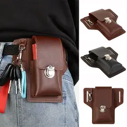 Vintage PU Leather Waist Bag Cellphone Loop Holster Mens Belt Bag Phone Pouch Wallet General Phone Case