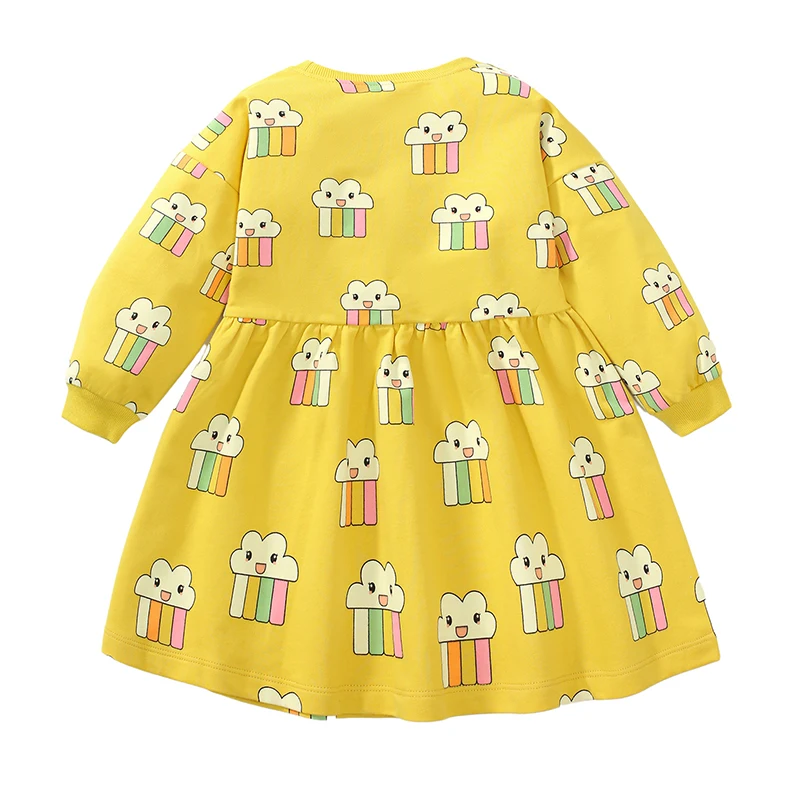 Little maven 2024 Baby Girls Kids Clothes Autumn Cotton  Children\'s Clothing Cartoon Princess Long Sleeves Dress Spring