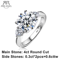 AnuJewel 4.6 Carat D Color Moissanite Diamond Engagement Wedding Ring 925 Sterling Silver Rings Fine Jewelry Wholesale