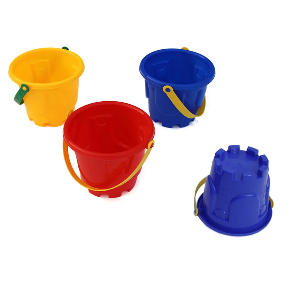 Conjunto de balde de praia para crianças, 4 unidades, castelo de plástico, areia educacional, criatividade, brinquedo de praia infantil, brinquedos de areia para crianças