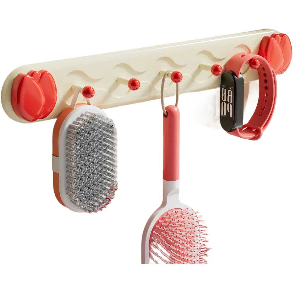 2pcs Wall Mounted Flower Suction Cup Hook Kitchen Organizer for Spoons Brushes Towels Compact Size 44x6.6x3.6cm