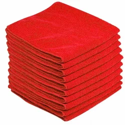 10Pcs Microfiber Cleaning Cloth Red Polyester Kitchen Bathroom Towel Can Be Reused Lint Free Multipurpose Cleaning Tool