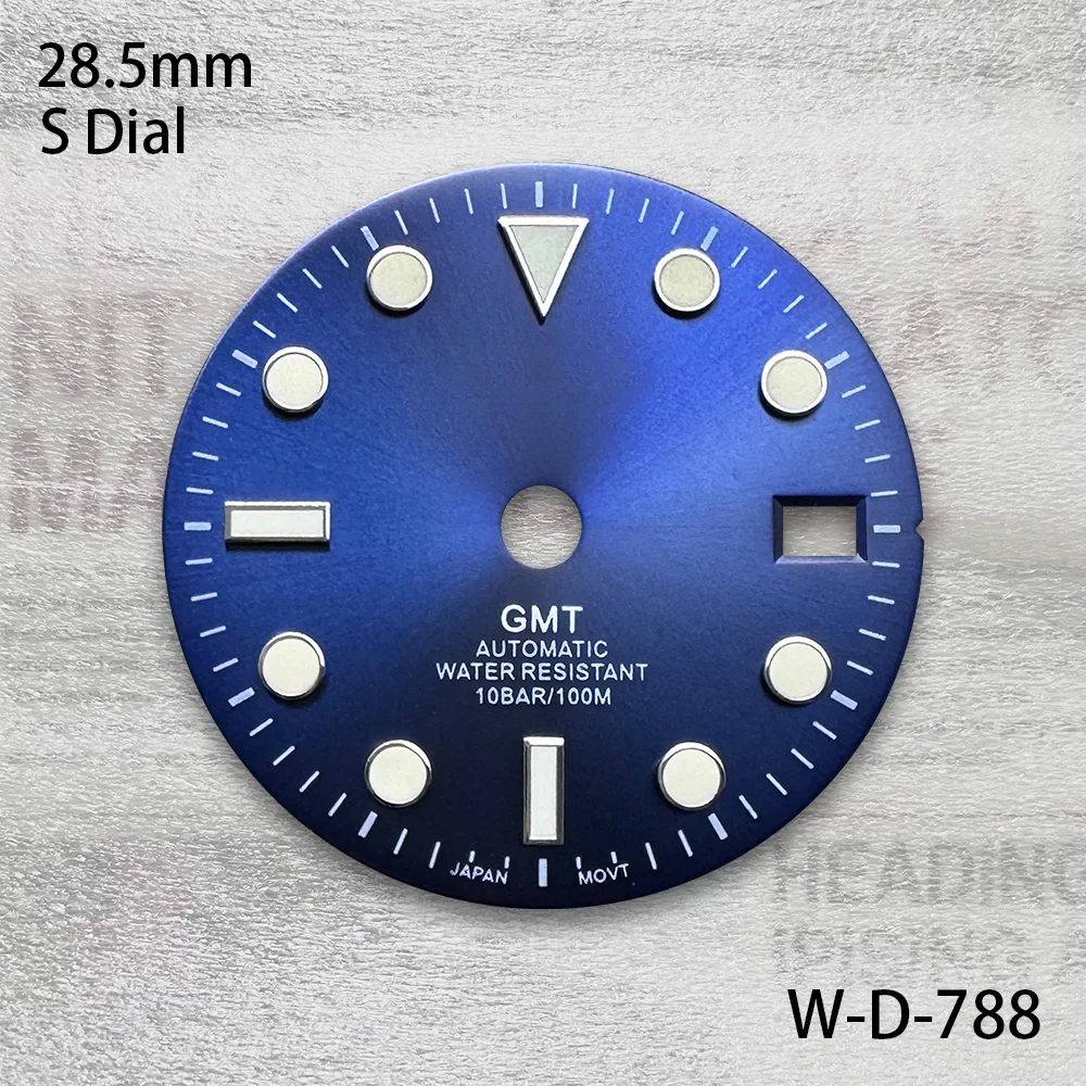 28,5 mm S Logo GMT Dial Fit NH34 Ruch Zielony Luminous Sunray Czarna tarcza Akcesoria do modyfikacji zegarków