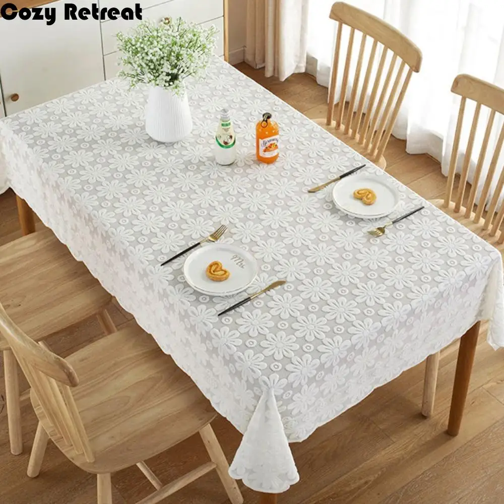 

French Pastoral Style Floral Lace Tablecloth Hollow Three-dimensional Relief Tea Table Tablecloth Rectangular Thickened