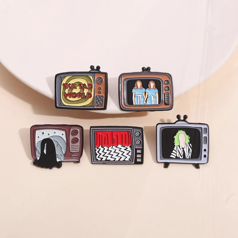 Bros kustom kembar televisi Pines Lapel lencana Punk Gothic perhiasan hadiah untuk penggemar Teman film horor TV seri Enamel