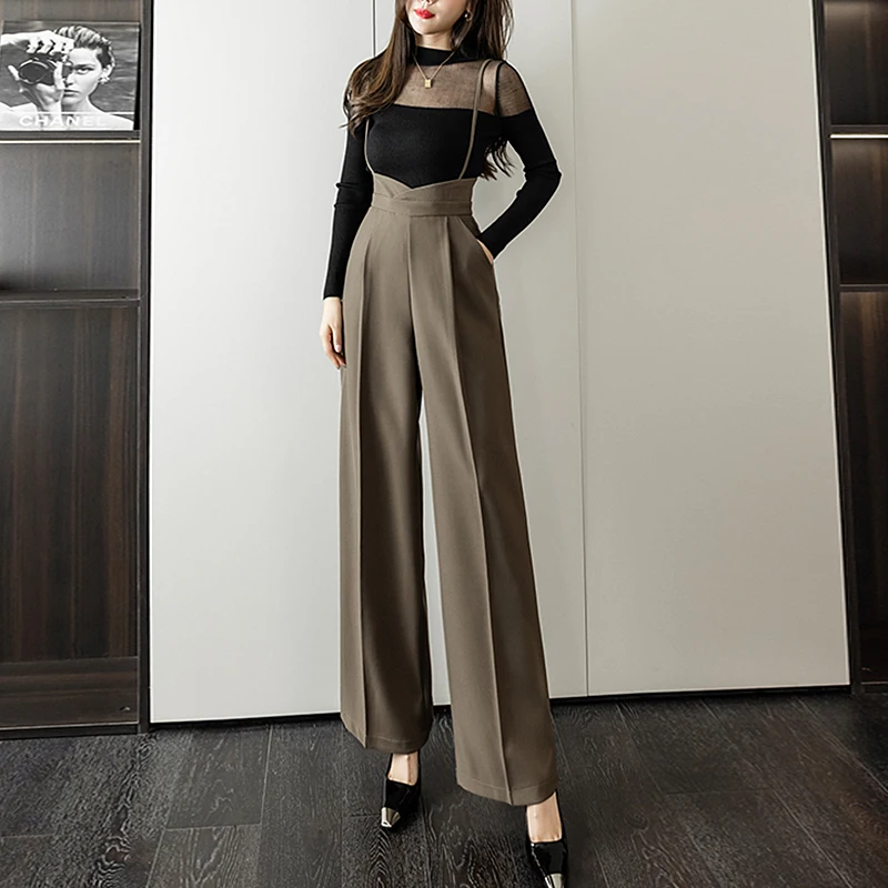 Office Lady High Waist Suits Pants Women Spring Autumn Loose Long Trousers Wide Leg Pantalon Femme