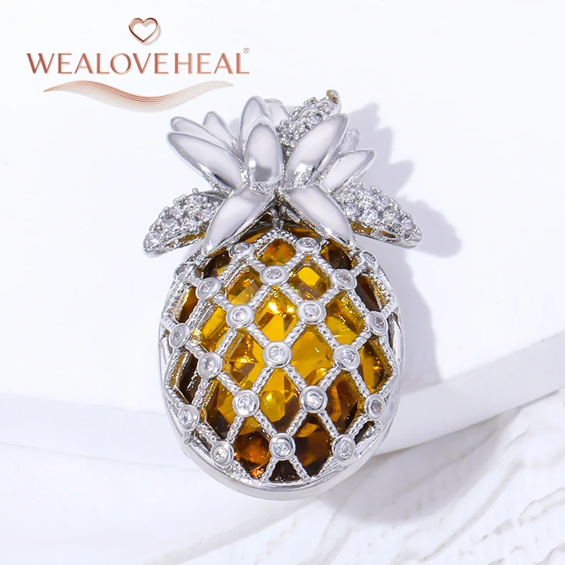 anhänger schmuckherstellung,anhänger schmuck,Modischer 18K vergoldeter Messing-Ananas-Anhänger, glänzende Zirkonia-Frucht-Charms für DIY-Halsketten-Schmuckherstellung, Großhandelszubehör – Detail 17
