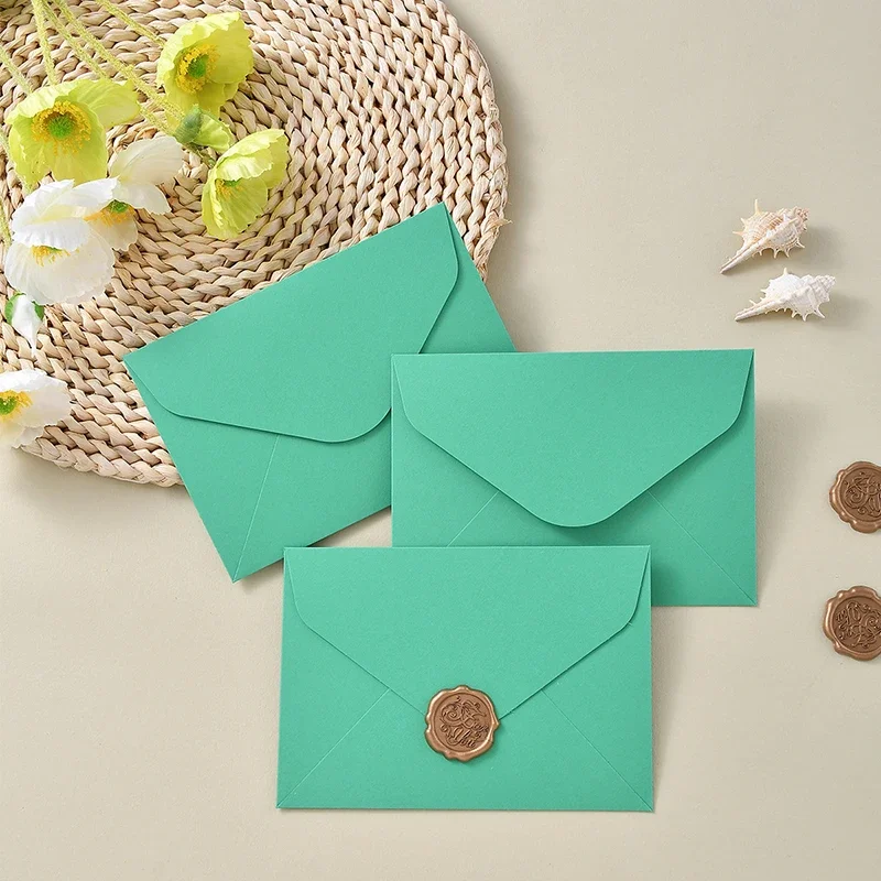 30pcs/lot Green 16x11.3cm Envelopes Wedding Invitations Business High-grade 250g Paper Message Stationery Supplies Storage Bag