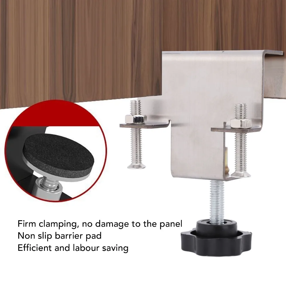 2pcs Stainless Steel Cabinet Installation Clamp Adjustable Anti-Slip Cabinet Jig Clamp Drawer Panel Clip Furniture Assembly