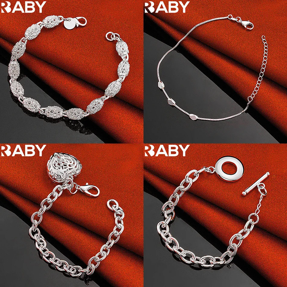 

URBABY 925 Sterling Silver Bracelets For Women Men Anniversary Gift Popular Wild Fashion Romantic Jewelry