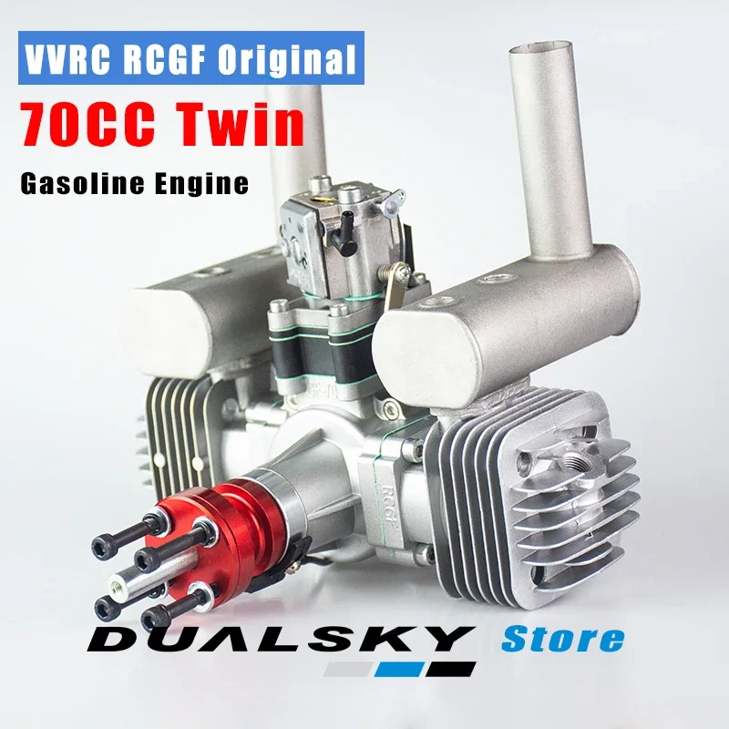 NEW V2 VVRC RCGF 70cc Twin Cylinder Petrol/Gasoline Engine Dual Cylinder with Muffler/Igniton/Spark Plug for RC Model Airplane