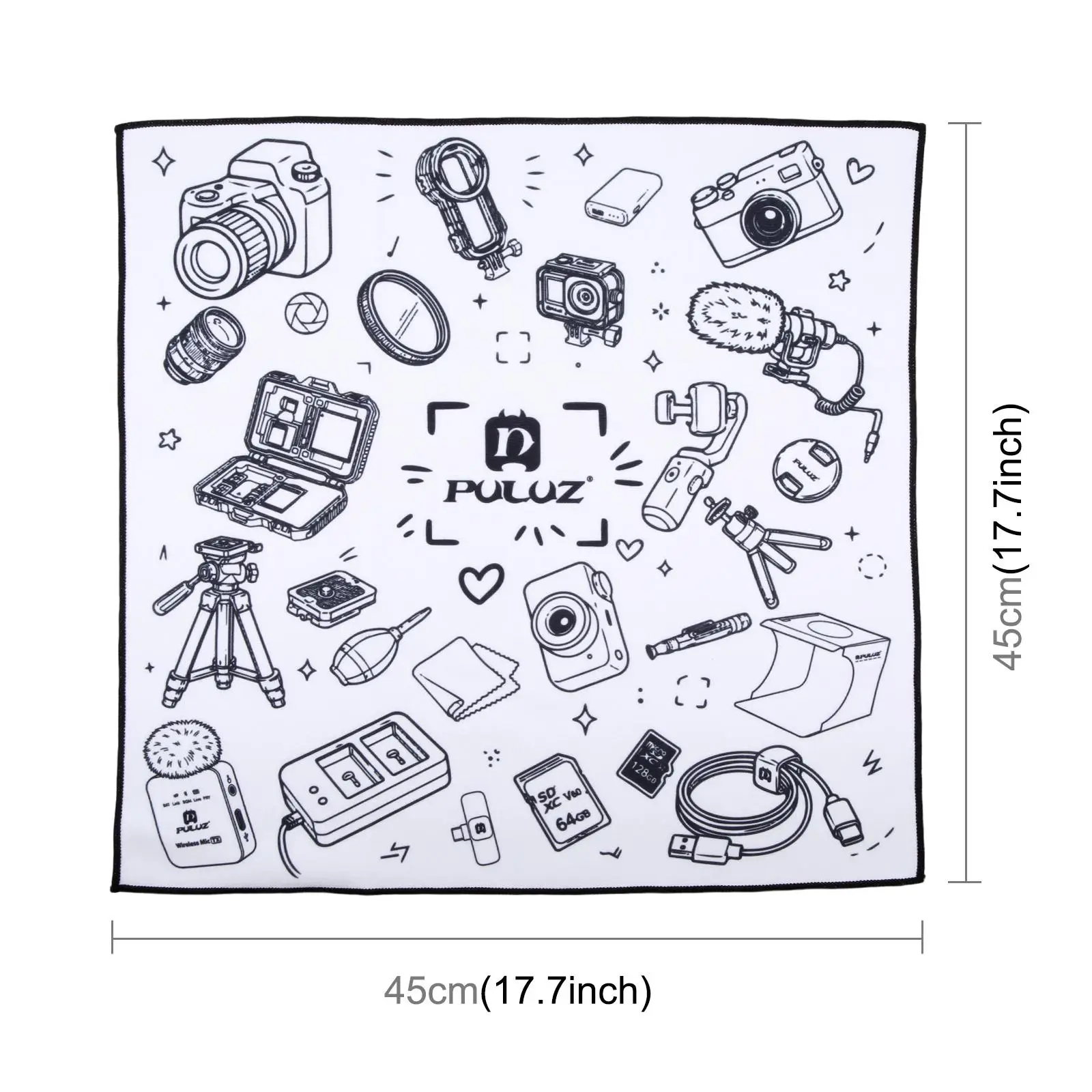 PULUZ 45 X 45cm Camera Wrap Cloth Foldable Microfiber Camera Lens Protective Wrap Magic Self-Adhesive Camera Bag Storage Cloth