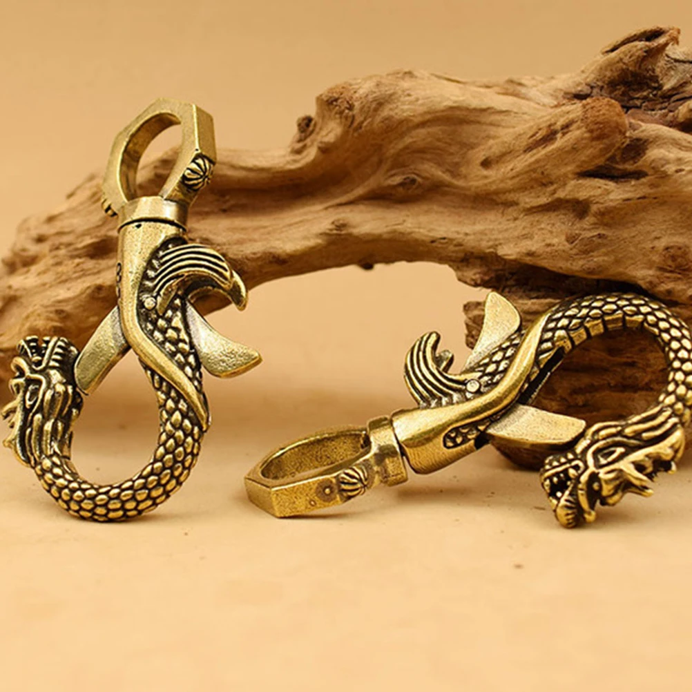 

Dragons Key Ring Clasp Brass Sturdy Vintage Key Chain Buckle Heavy Duty Swivel Trigger Clasp For Bags Belts Backpacks Durable