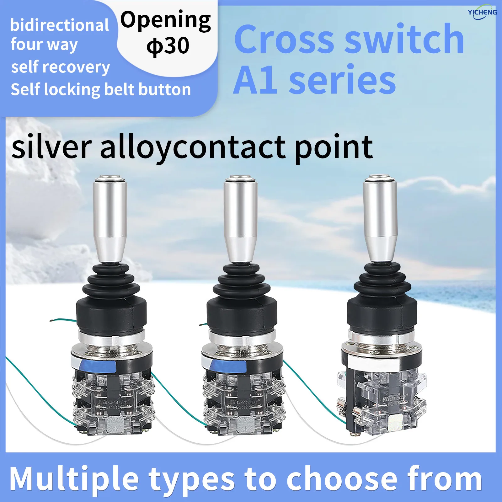 1Pcs 30mm Industrial Master Monolever Joystick Switch 4Way Self Locking Momentary Reset Cross Switch with Button