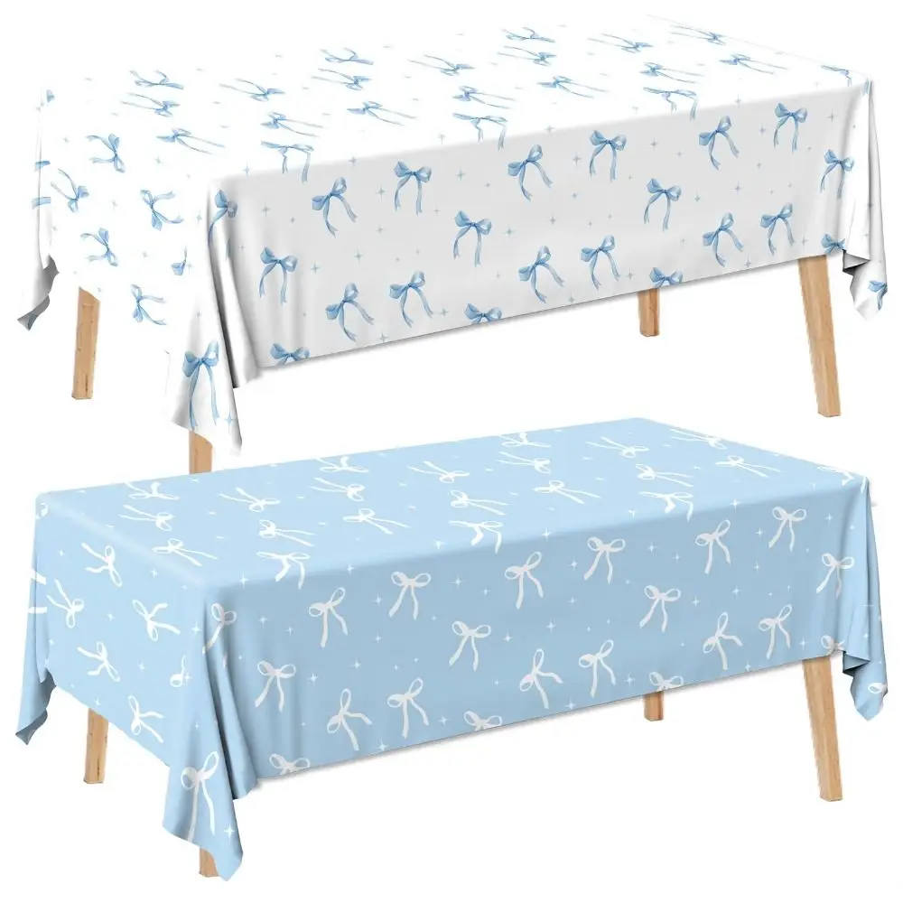 New Bow Birthday Theme Table Clothes Disposable Rectangular Table Cover Waterproof Plastic Tablecloth for Girls Kids