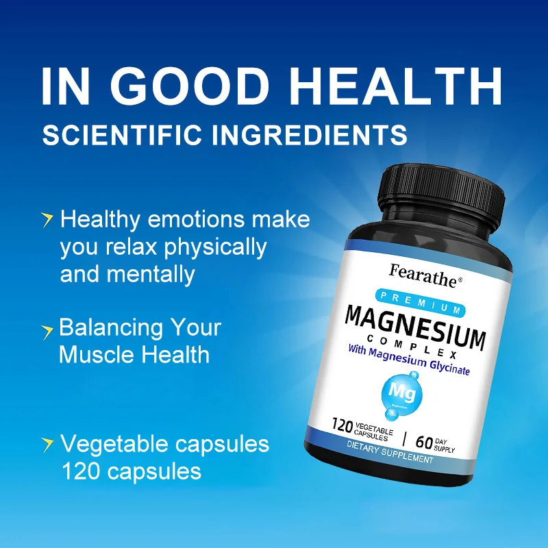 مجمع المغنيسيوم، جليسينات المغنيسيوم مع فيتامين ب6 لامتصاص سريع - النوم والعضلات والاسترخاء والتعافي