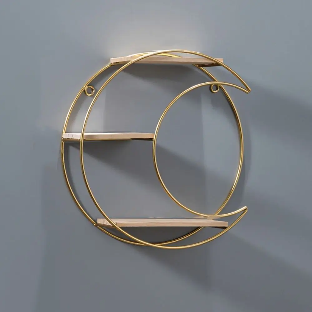 Modernes Dekoratives Wandregal aus Eisen in Gold, Ohne Bohren, Wand-Aufbewahrungsregal im Nordischen Stil, Platzsparend, Wanddekoration für Restaurants