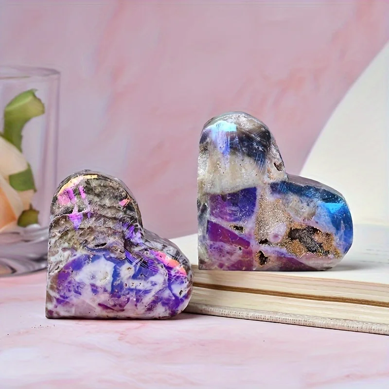 1pc Purple Sphalerite Druzy Heart,Sphalerite Heart Plated Sphalerite Color,diy jewelry making supplies, Interior decoration ston