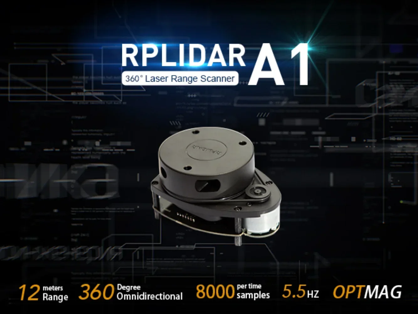 แบบพกพา RPLiDAR A1 A1M8 360 องศา OmniDirectional 2D เลเซอร์ช่วงระยะทาง LIDAR เซนเซอร์โมดูลการสแกนเนอร์ชุด 12M FZ3296