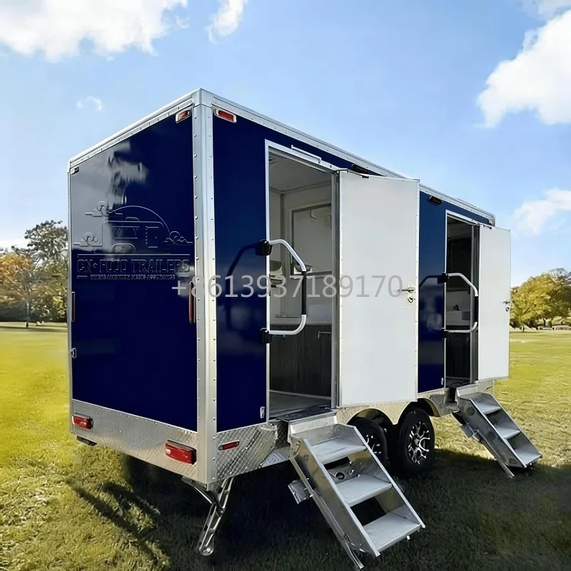 Event Bathroom Trailer with Private Restroom Layout and Handwashing Station for Short-Term Outdoor Use