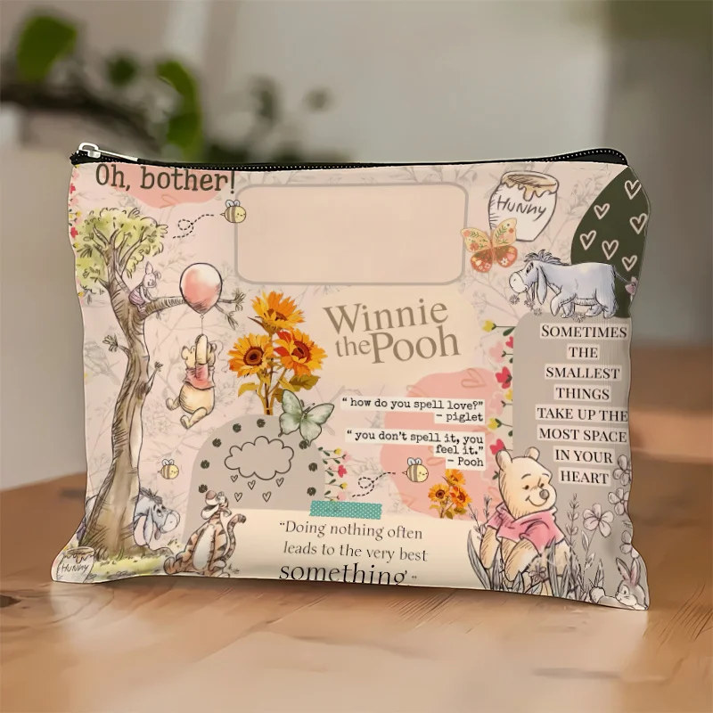 1 bolsa de cosméticos de Winnie the Pooh de Disney, bonita y versátil bolsa con cremallera para mujer, bolsa de almacenamiento de joyas, bolsa de viaje perfecta con cremallera, divertido regalo de cumpleaños