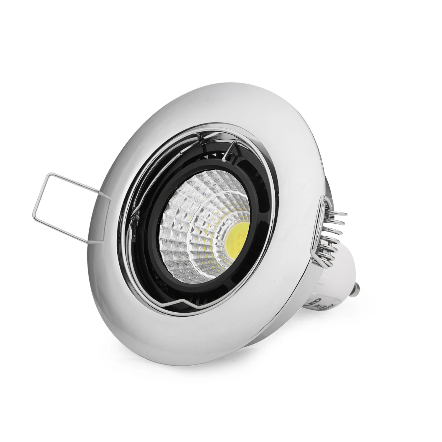 Spot Lumineux Encastrable avec Boîtier de Globe Oculaire, Luminaire de Plafond Chromé et Noir