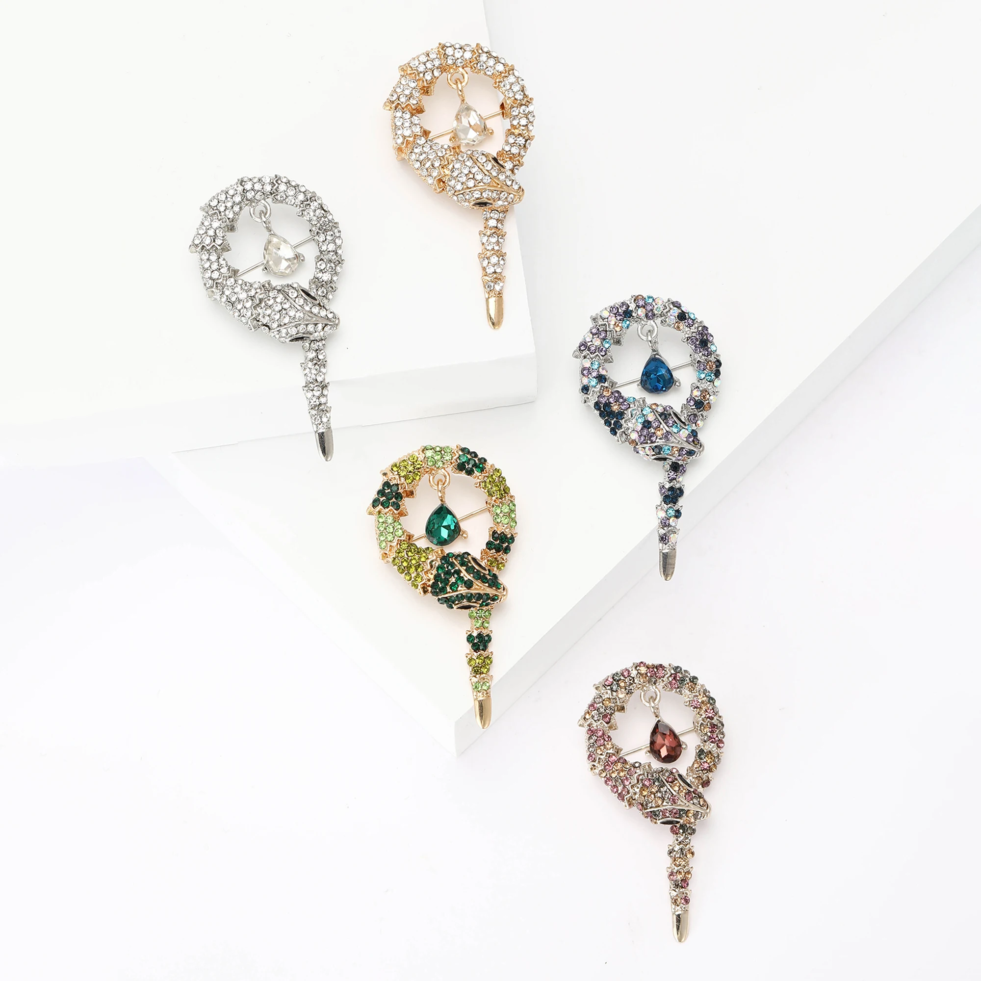 Trendy Rhinestone Snake Brooches for Women Unisex Animal Pins Multi-color Available Office Party Accessories Gifts