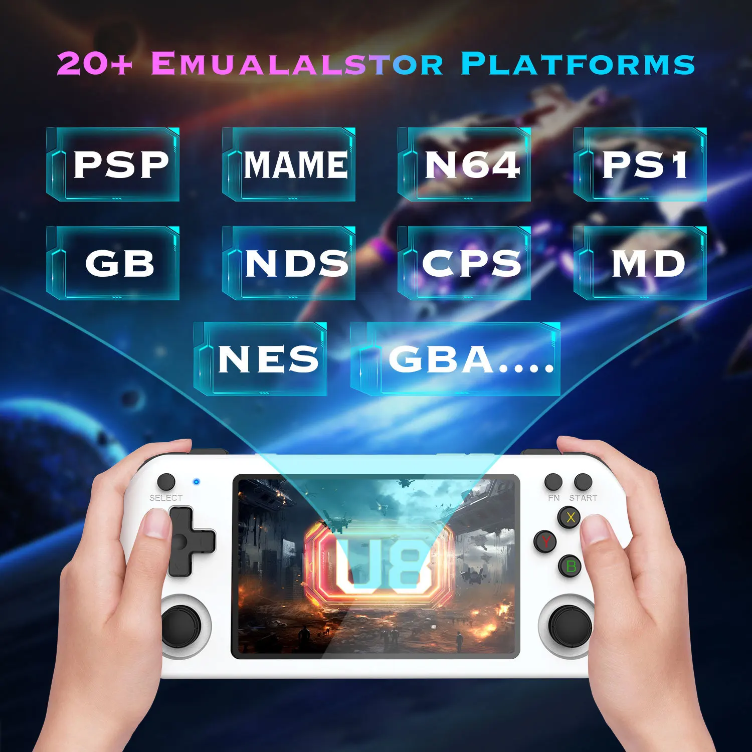 

NEW Open Source 128GB Games U8 Retro Handheld Video Game Console Linux System 4.0 Inch IPS Screen Portable Pocket Video Player