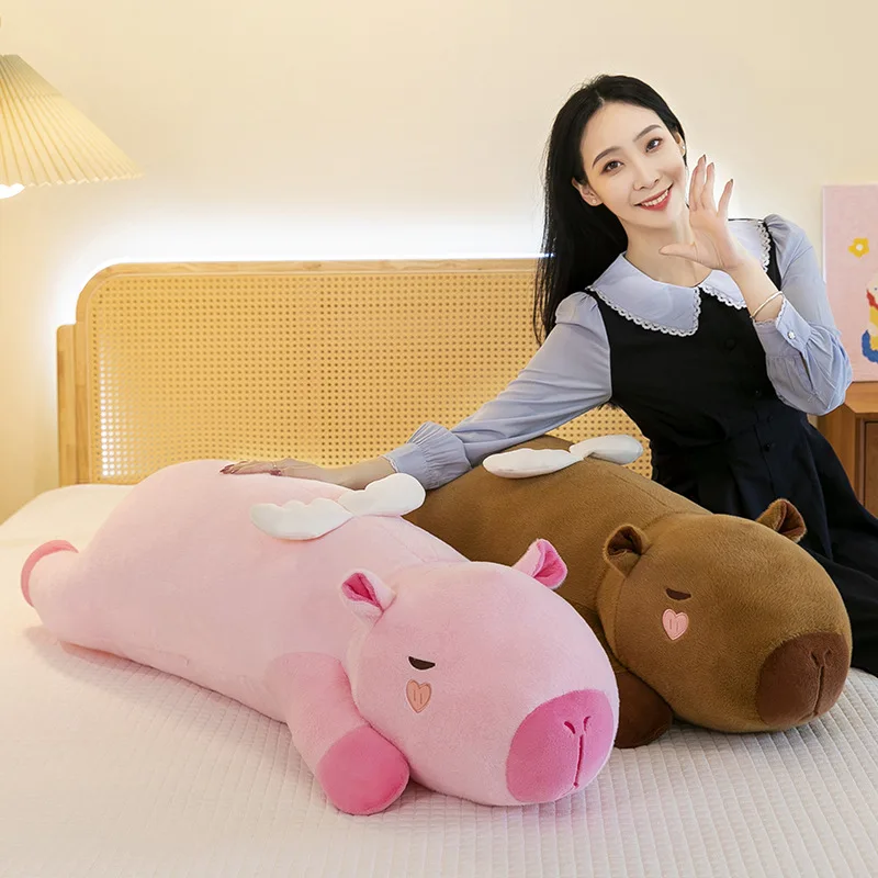 Large Size 90cm High Quality Capybara Long Plush Pillow Super Soft Stuffed Animal Cushion with Wings for Home Decor