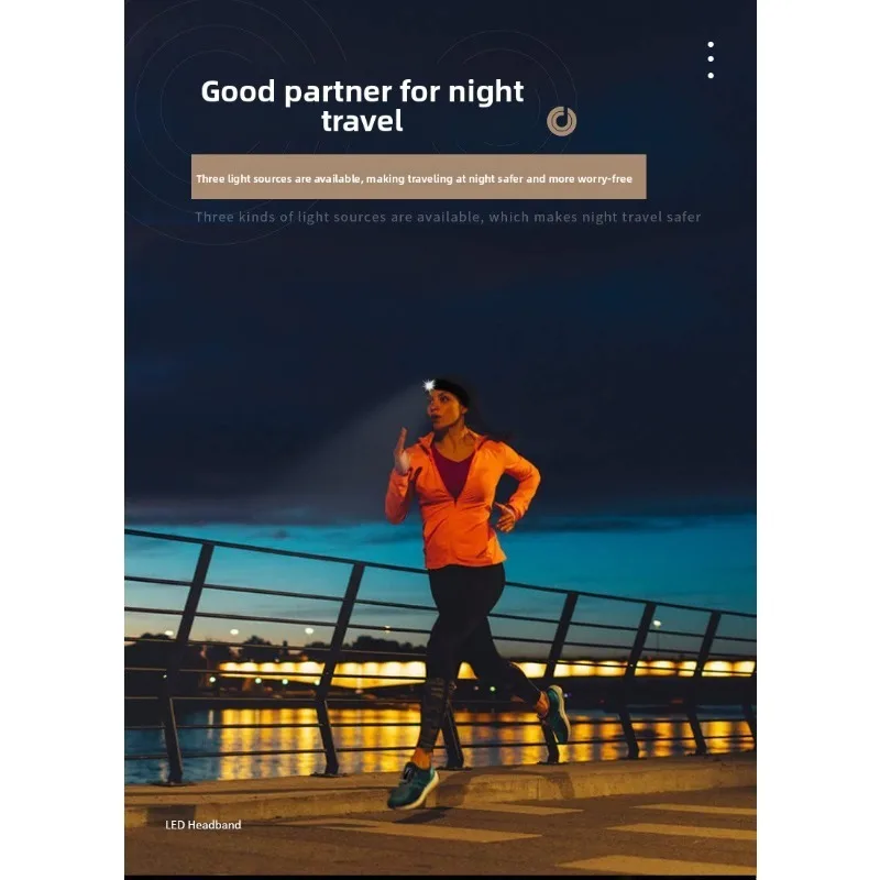 كشافات أمامية LED عصابة رأس للجري والمشي لمسافات طويلة وصيد الأسماك والرياضات الخارجية ماصة للعرق وخفيفة الوزن بدون استخدام اليدين ورؤية ليلية مريحة