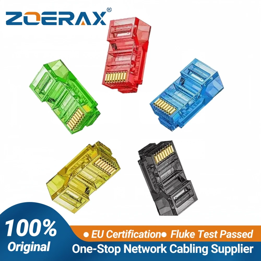 ZoeRax 50PCS RJ45 CAT6 CAT5E Ends Connector Non-Pass Through Gold Plated Standard Ethernet Network Modular Colorful Plug