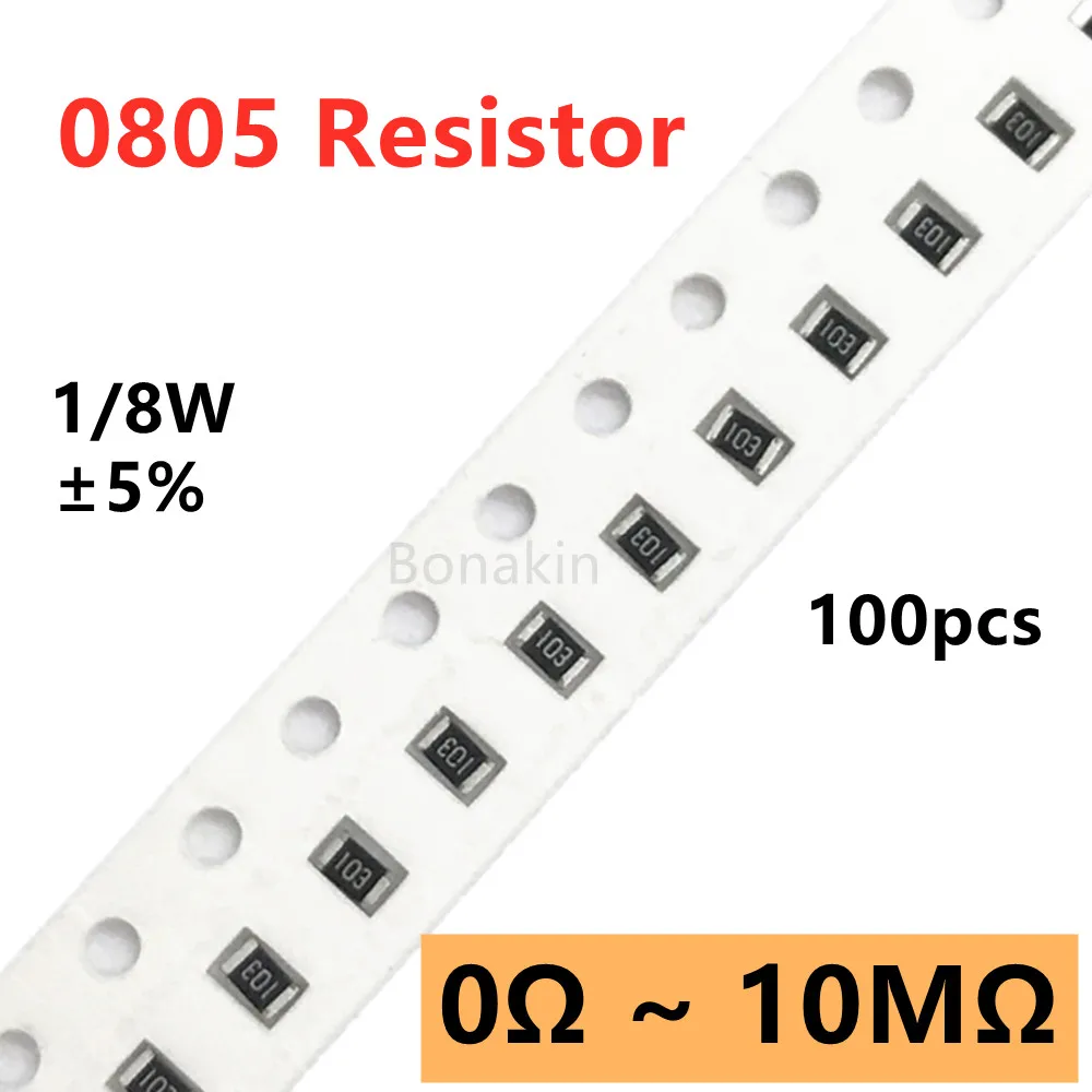 Resistencia SMD, 100 piezas, 0805, ohm