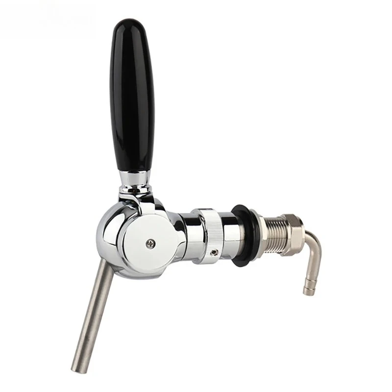 Draft Beer Tap Silver Plated-Adjustable Flow Control, 30mm Thread Shank, G5/8 Long Handle Ball Tap, Homebrew Hose Accessorie